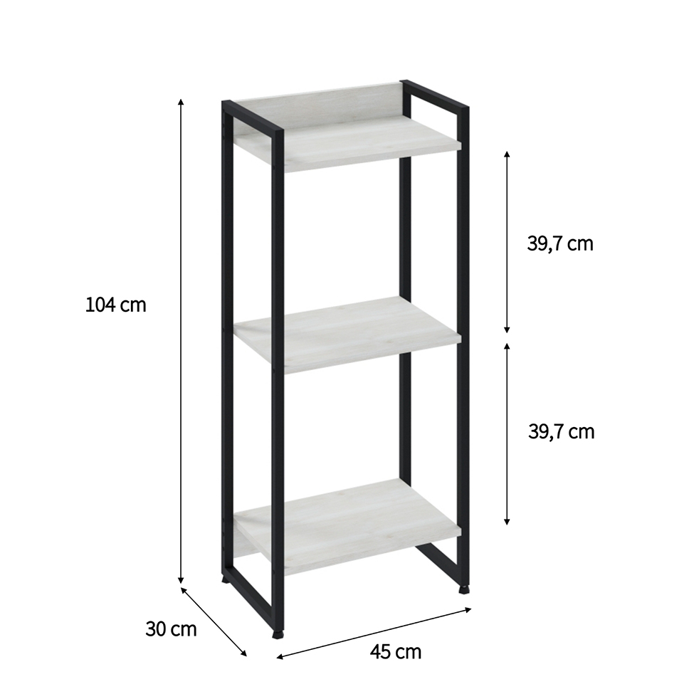Estante Studio Snow e Preta 104 cm