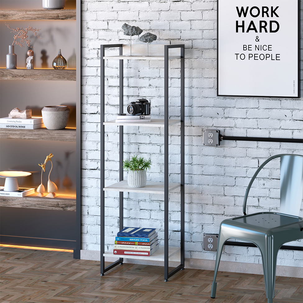 Estante Studio Snow e Preta 146 cm