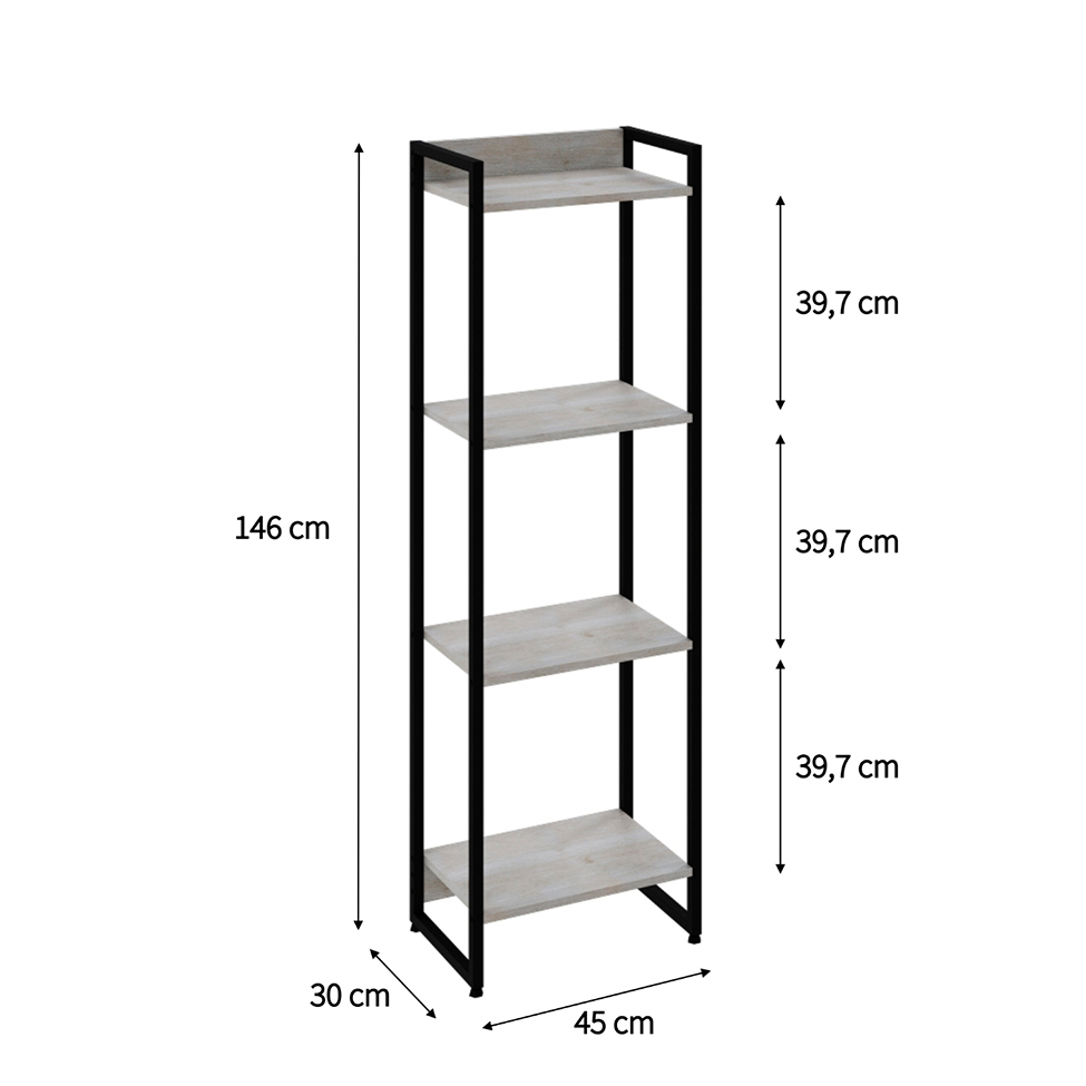 Estante Studio Snow e Preta 146 cm