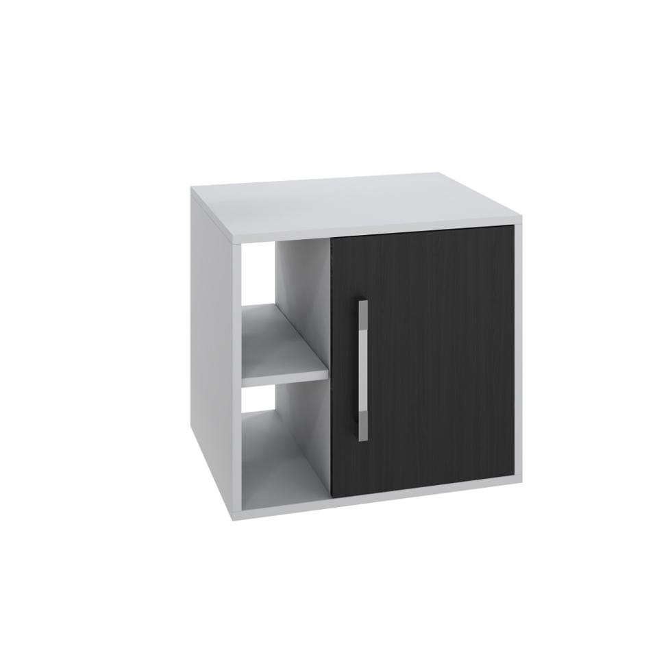 Gabinete de Banheiro Soft 1 PT Branco Chess e Ônix 50 cm