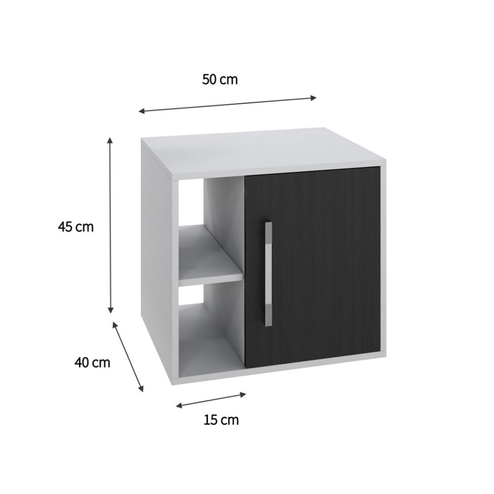 Gabinete de Banheiro Soft 1 PT Branco Chess e Ônix 50 cm