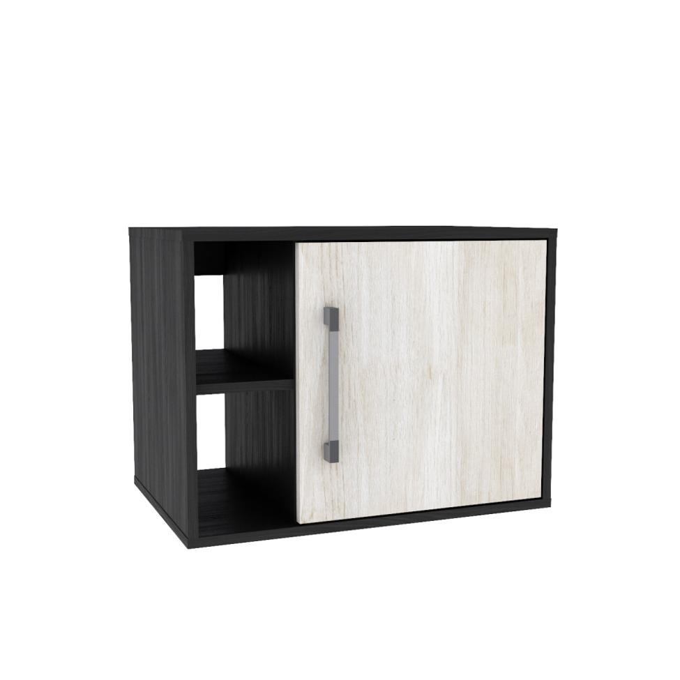 Gabinete de Banheiro Soft 1 PT Ônix e Snow 60 cm