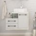 Gabinete de Banheiro com Cuba Aria 41 Wood 1 PT 2 GV Branco e Snow