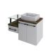 Gabinete de Banheiro com Cuba Aria 41 Wood 2 PT 1 GV Branco Chess e Carvalho Dark