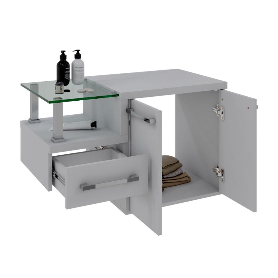 Gabinete de Banheiro com Cuba L38 Wood 2 PT 1 GV Branco Chess