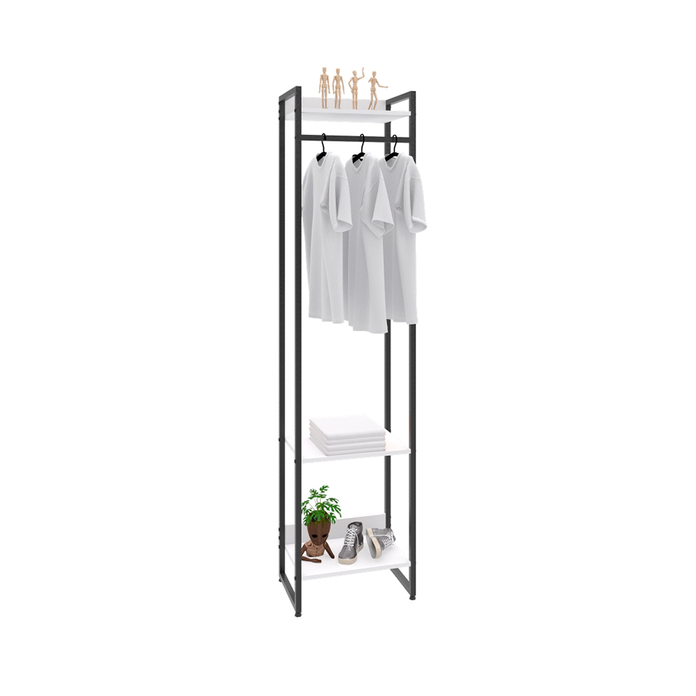 Guarda-Roupa Closet Studio Branco e Preto 45 cm