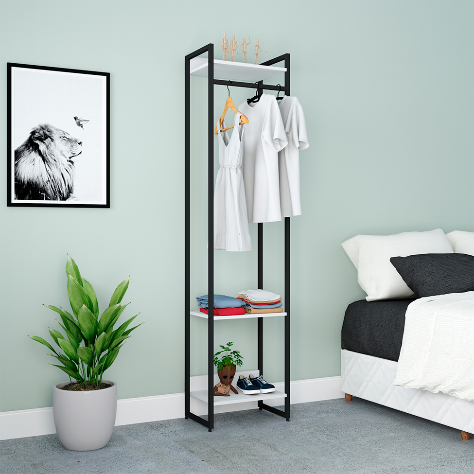 Guarda-Roupa Closet Studio Branco e Preto 45 cm