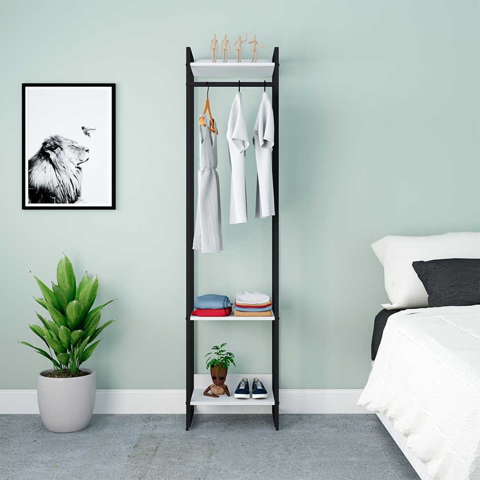 Guarda-Roupa Closet Studio Branco e Preto 45 cm