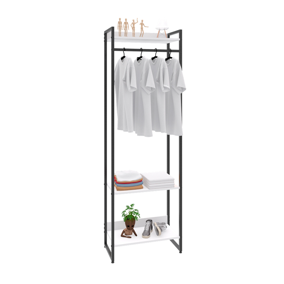 Guarda-Roupa Closet Studio Branco e Preto 60 cm