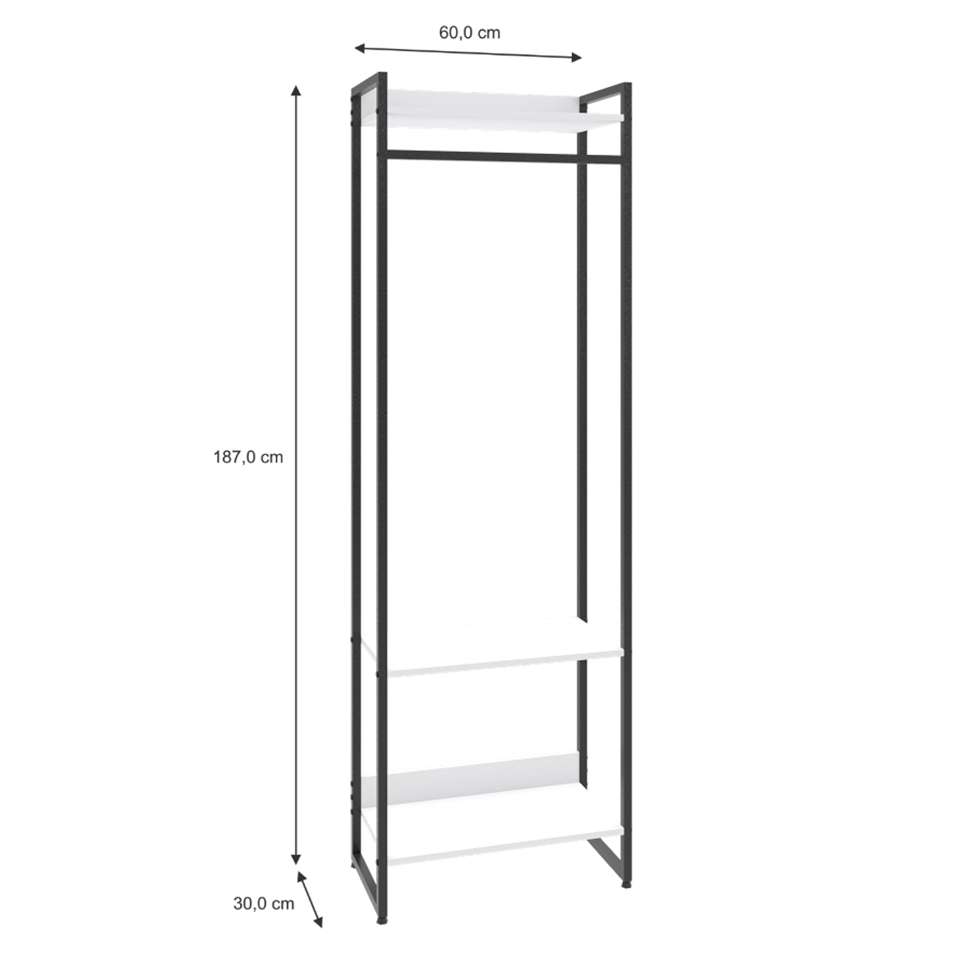 Guarda-Roupa Closet Studio Branco e Preto 60 cm