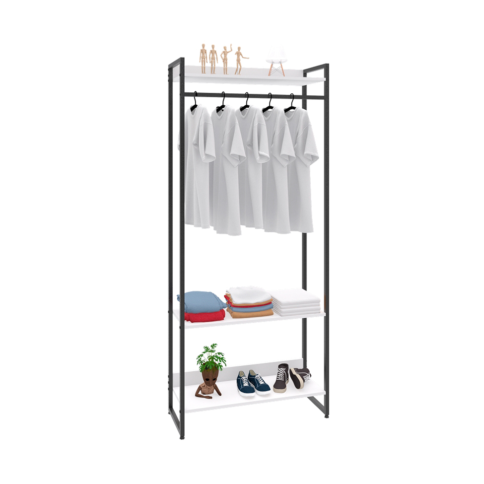 Guarda-Roupa Closet Studio Branco e Preto 80 cm
