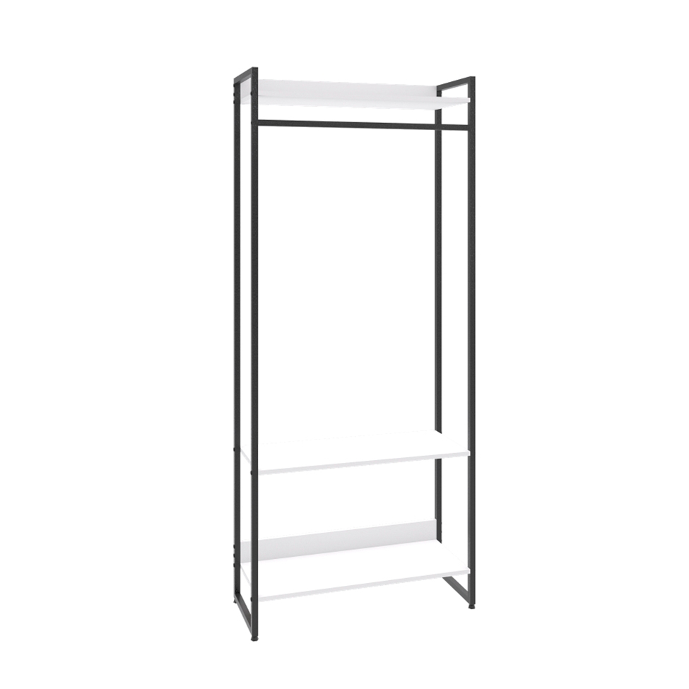 Guarda-Roupa Closet Studio Branco e Preto 80 cm