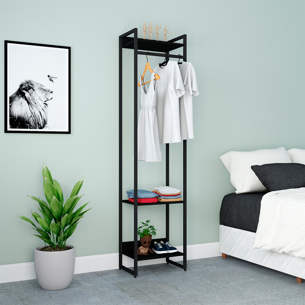 Guarda-Roupa Closet Studio Ônix e Preto 45 cm