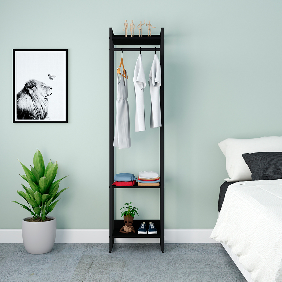 Guarda-Roupa Closet Studio Ônix e Preto 45 cm