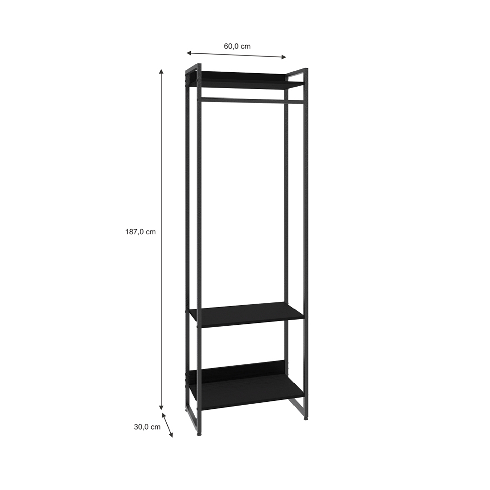 Guarda-Roupa Closet Studio Ônix e Preto 60 cm