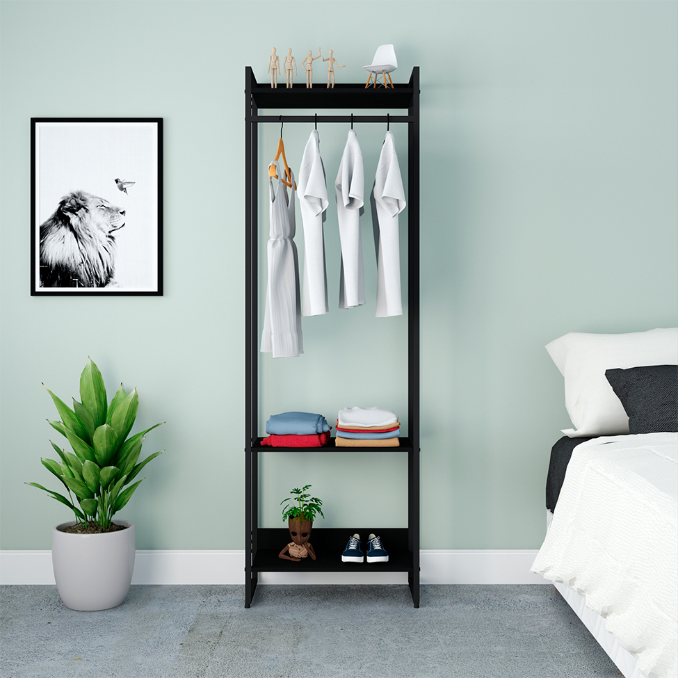 Guarda-Roupa Closet Studio Ônix e Preto 60 cm