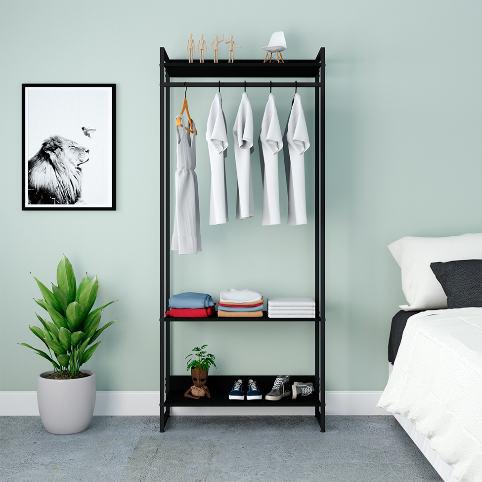 Guarda-Roupa Closet Studio Ônix e Preto 80 cm
