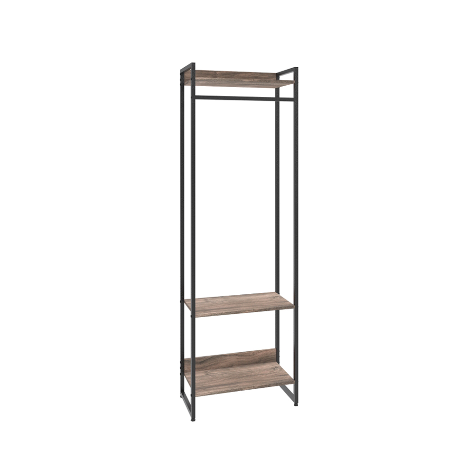 Guarda-Roupa Closet Studio Carvalho Dark e Preto 60 cm