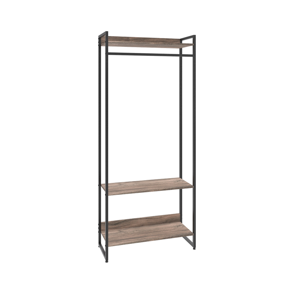 Guarda-Roupa Closet Studio Carvalho Dark e Preto 80 cm