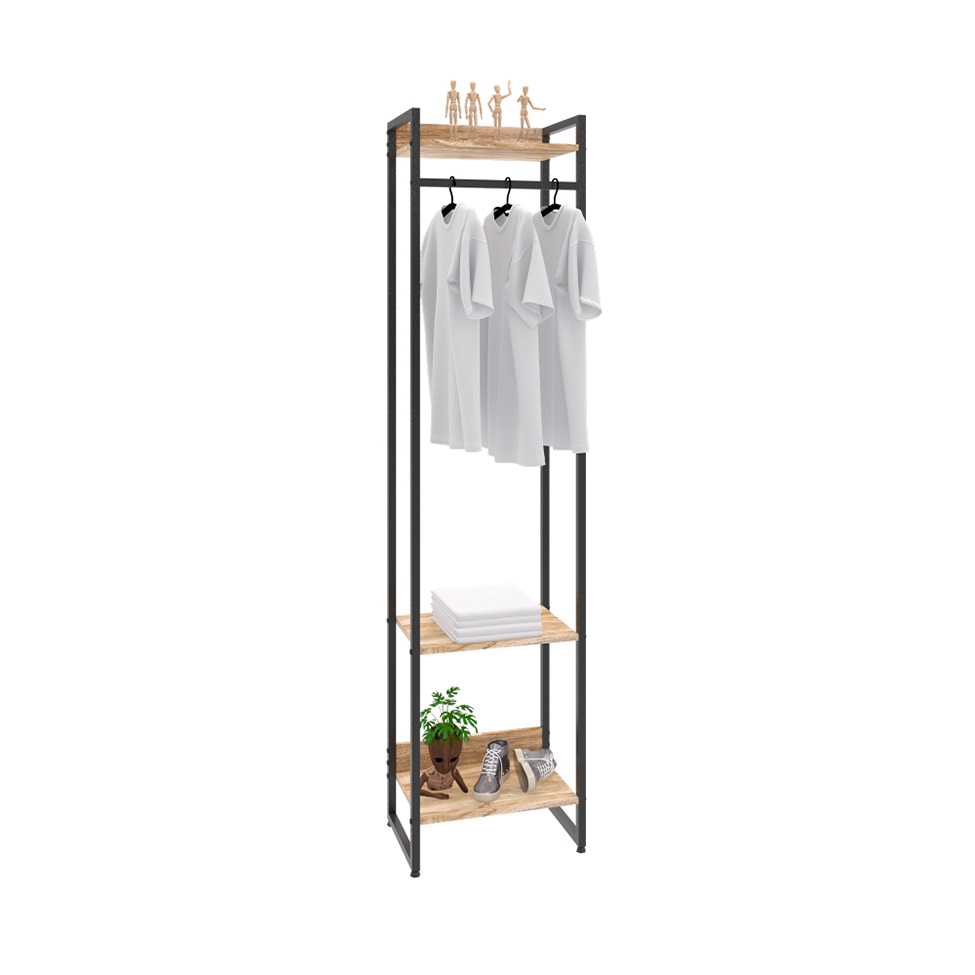 Guarda-Roupa Closet Studio Carvalho e Preto 45 cm