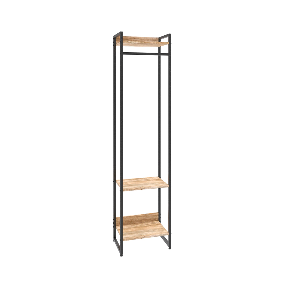 Guarda-Roupa Closet Studio Carvalho e Preto 45 cm