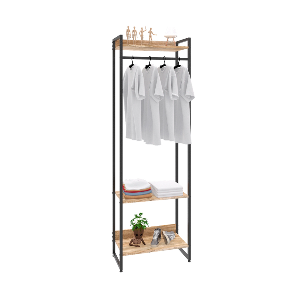 Guarda-Roupa Closet Studio Carvalho e Preto 60 cm