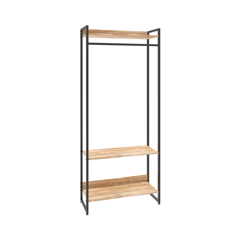 Guarda-Roupa Closet Studio Carvalho e Preto 80 cm