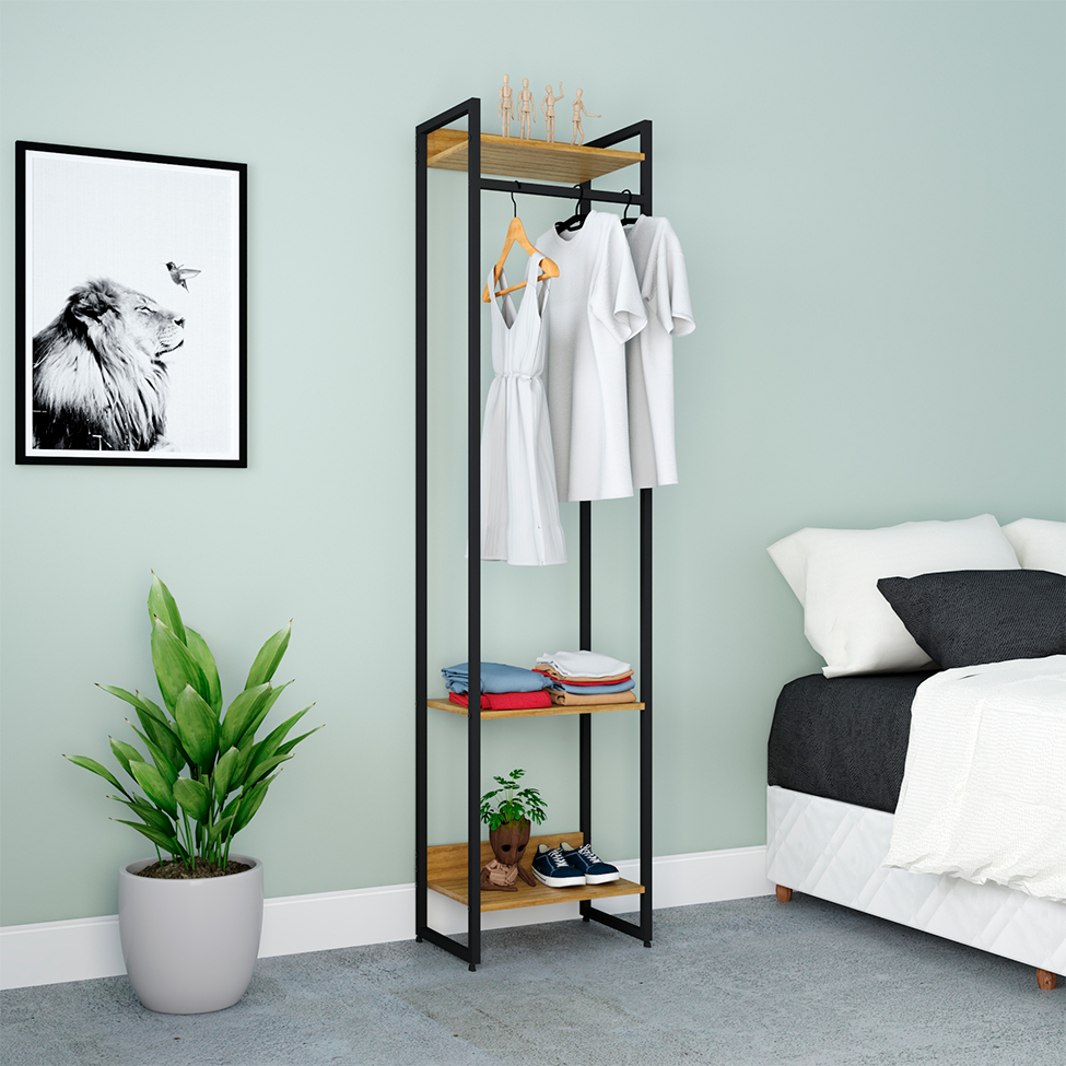 Guarda-Roupa Closet Studio Mel e Preto 45 cm