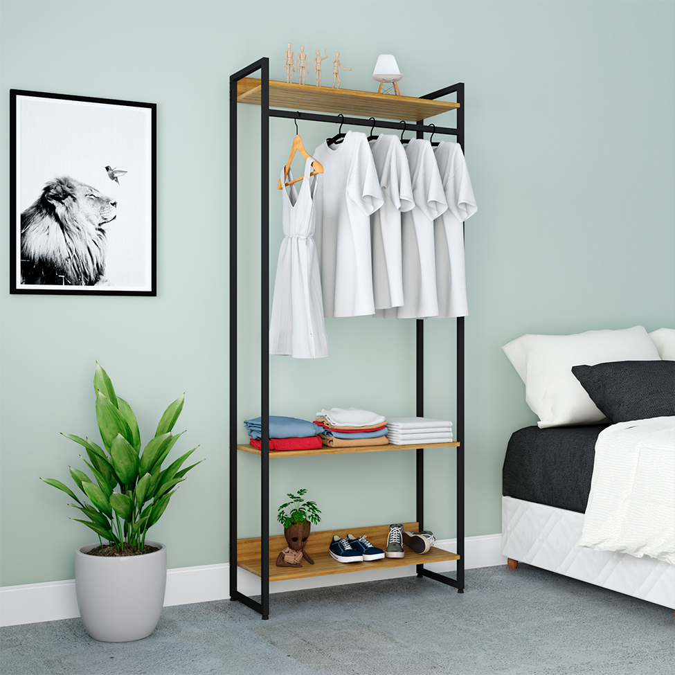 Guarda-Roupa Closet Studio Mel e Preto 80 cm