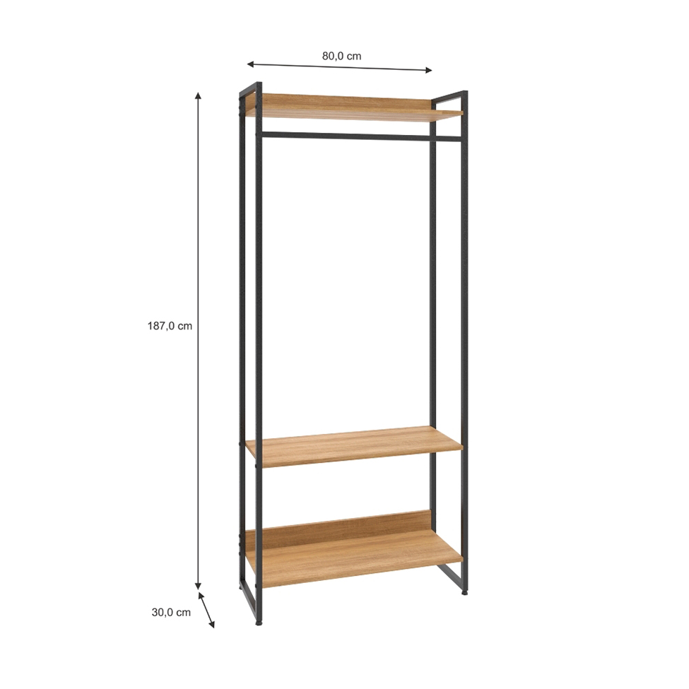 Guarda-Roupa Closet Studio Mel e Preto 80 cm