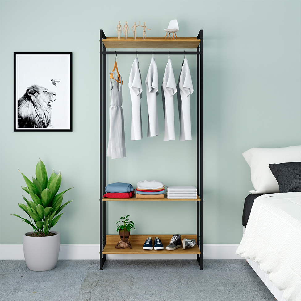 Guarda-Roupa Closet Studio Mel e Preto 80 cm