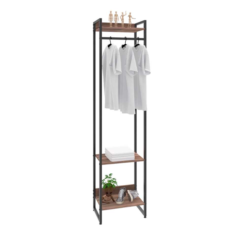 Guarda-Roupa Closet Studio Nogal e Preto 45 cm
