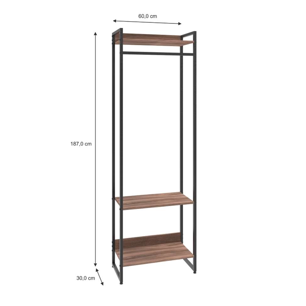 Guarda-Roupa Closet Studio Nogal e Preto 60 cm
