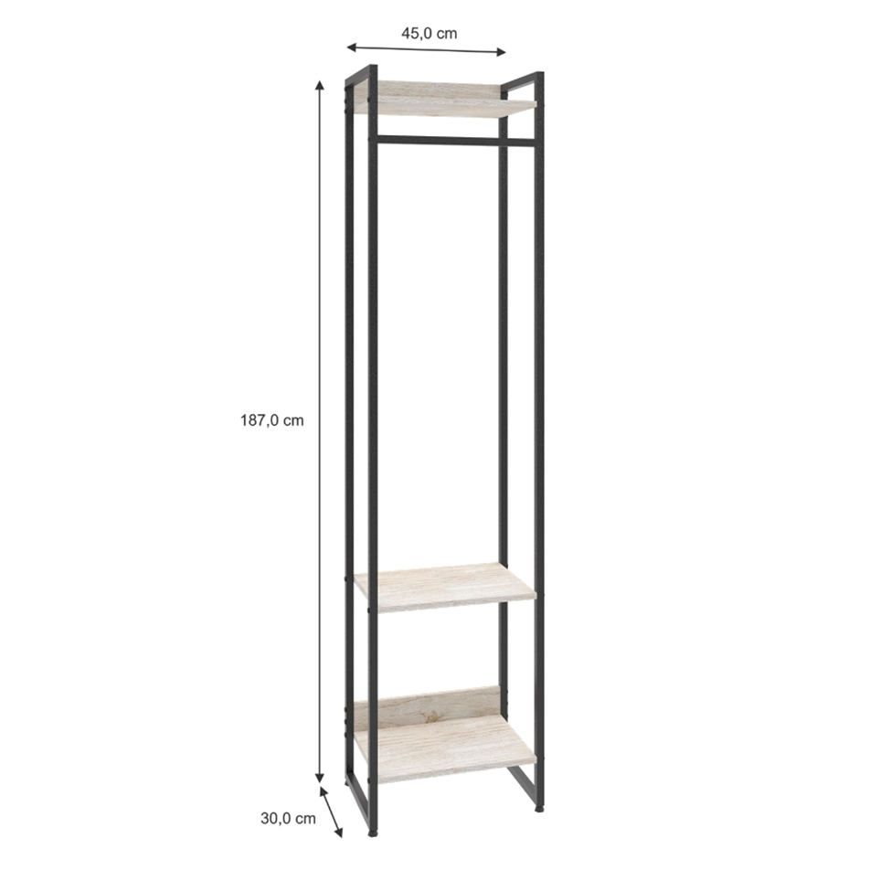 Guarda-Roupa Closet Studio Snow e Preto 45 cm