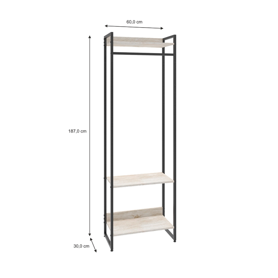 Guarda-Roupa Closet Studio Snow e Preto 60 cm