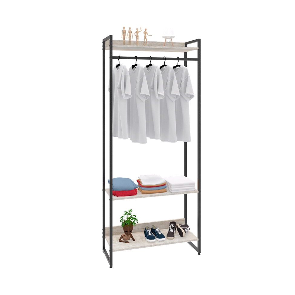 Guarda-Roupa Closet Studio Snow e Preto 80 cm