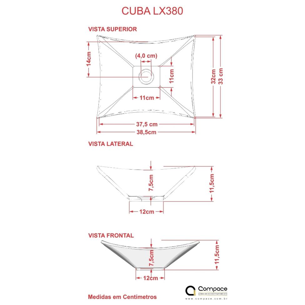 Kit Cuba L38 com Torneira Link 1062 Metal + Válvula Click 1''B (2,6cm) + Sifão Cromado + Flexível Branca