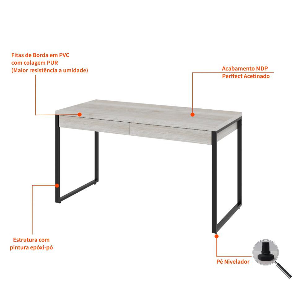 Mesa de Escritório Kuadra 2 GV Bege 135 cm
