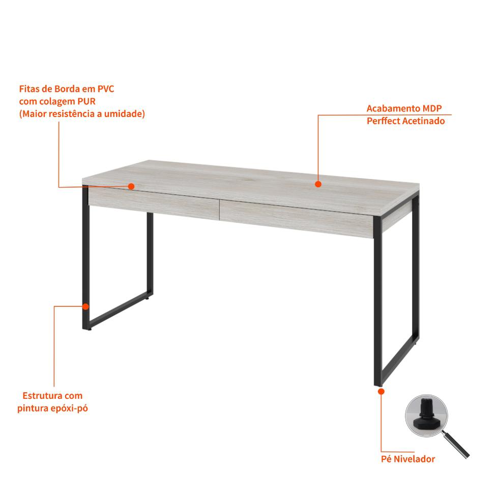Mesa de Escritório Kuadra 2 GV Bege 150 cm
