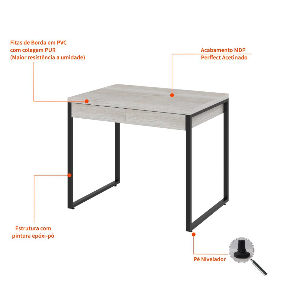 Mesa de Escritório Kuadra 2 GV Bege 90 cm