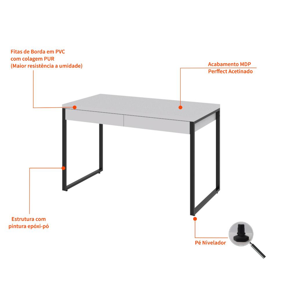 Mesa de Escritório Kuadra 2 GV Branca 120 cm