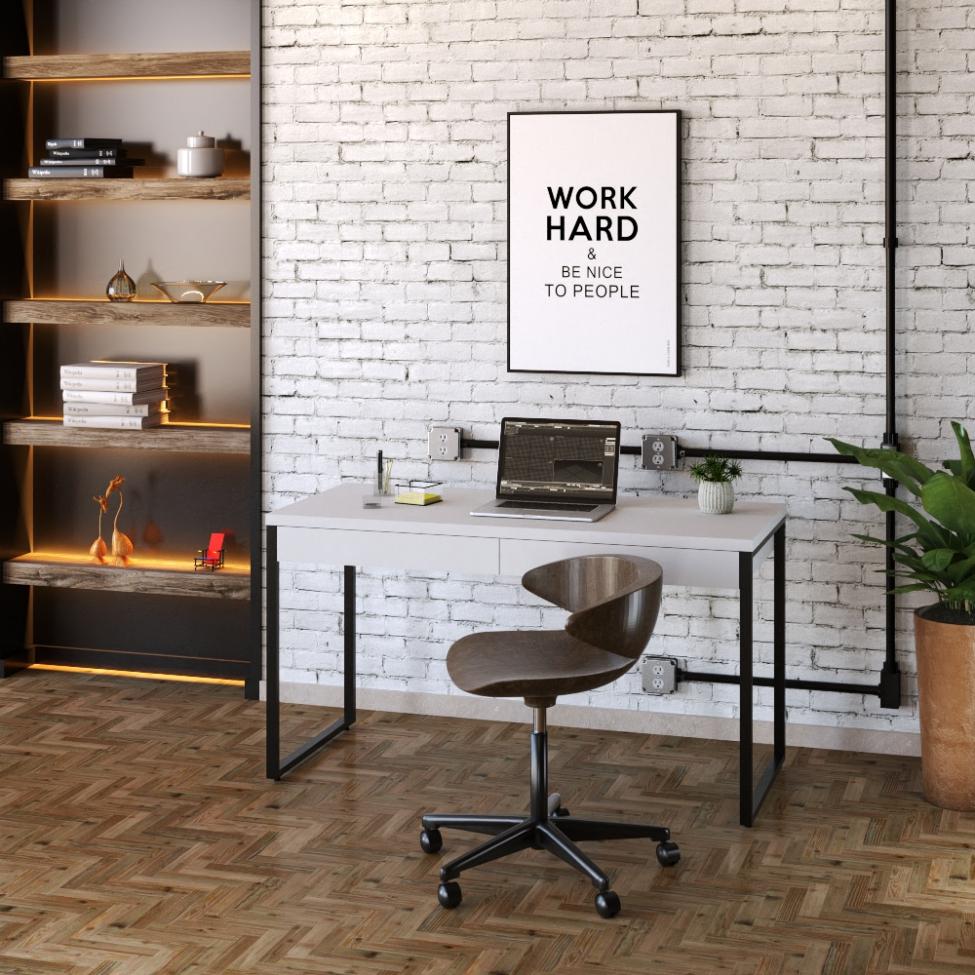 Mesa de Escritório Kuadra 2 GV Branca 135 cm