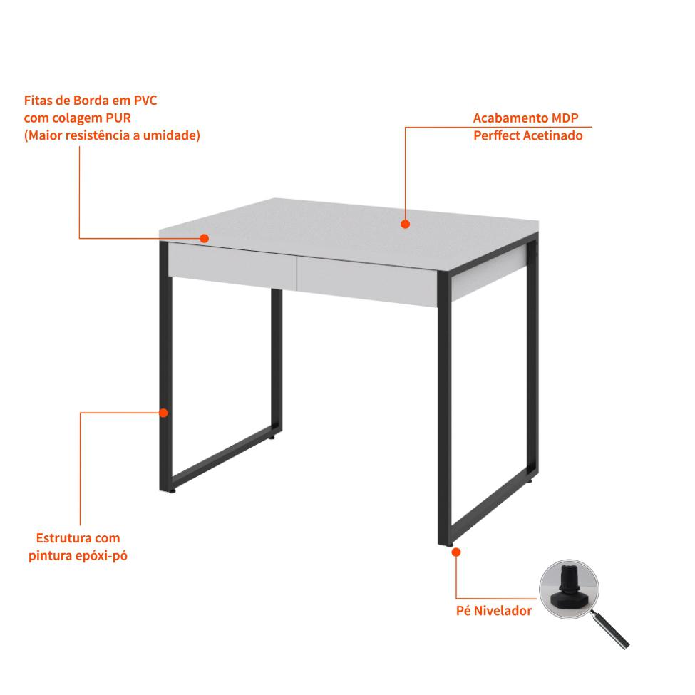 Mesa de Escritório Kuadra 2 GV Branca 90 cm