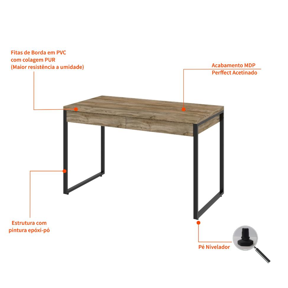 Mesa de Escritório Kuadra 2 GV Carvalho 120 cm