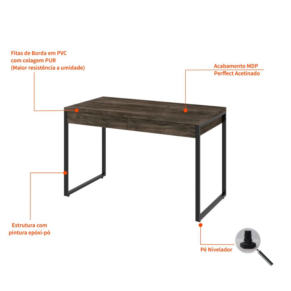 Mesa de Escritório Kuadra 2 GV Marrom Escuro 120 cm