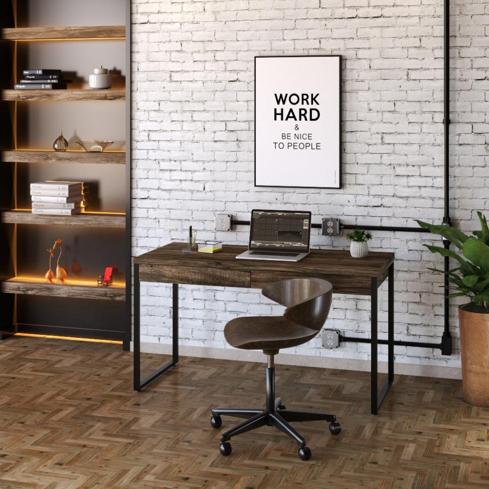 Mesa de Escritório Kuadra 2 GV Marrom Escuro 135 cm