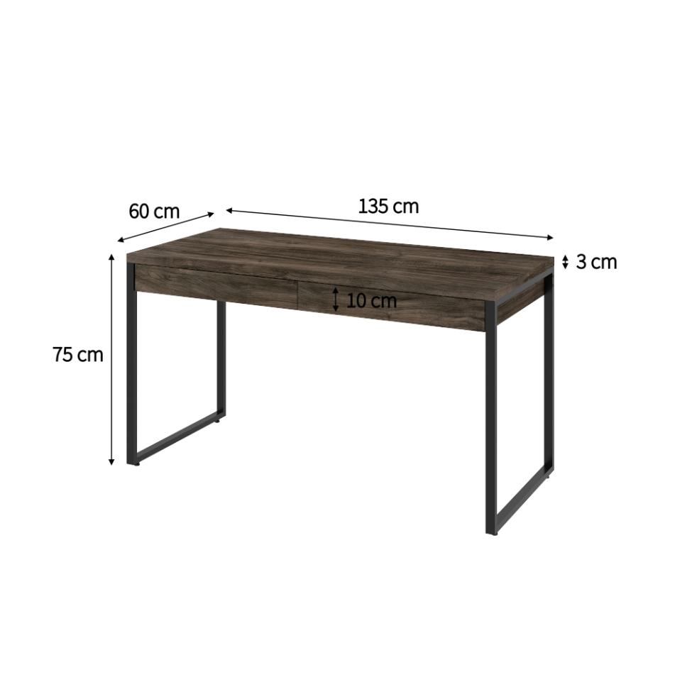 Mesa de Escritório Kuadra 2 GV Marrom Escuro 135 cm