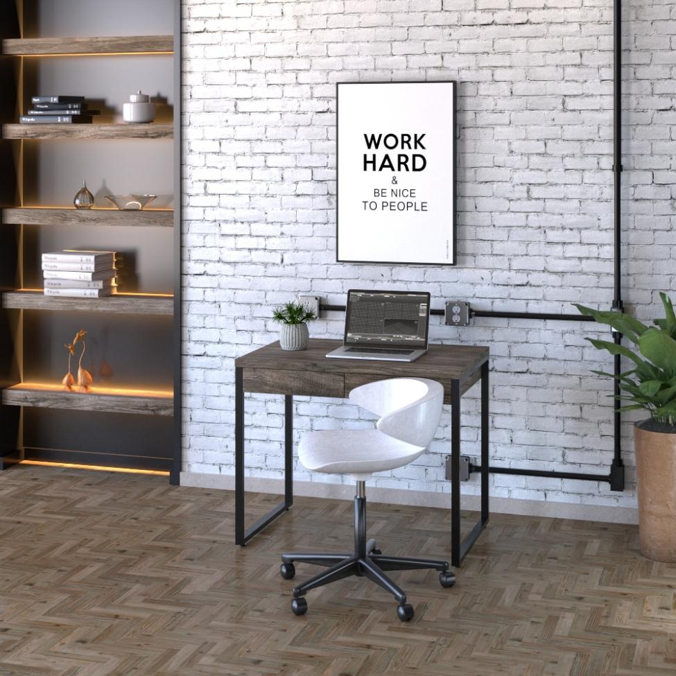 Mesa de Escritório Kuadra 2 GV Marrom Escuro 90 cm