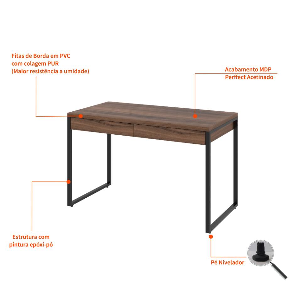 Mesa de Escritório Kuadra 2 GV Nogal 120 cm