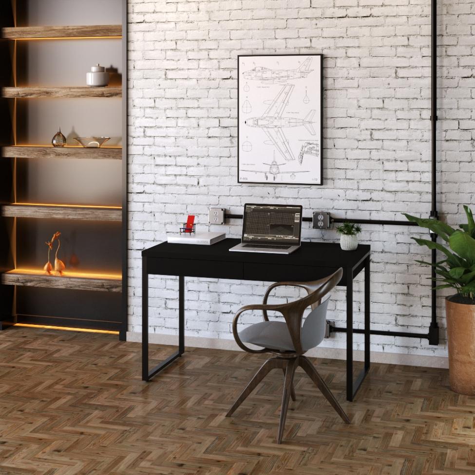 Mesa de Escritório Kuadra 2 GV Preta 120 cm